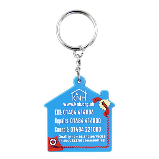 Custom Bulk 2D Die Cut PVC Rubber Keychains For Promo Gift