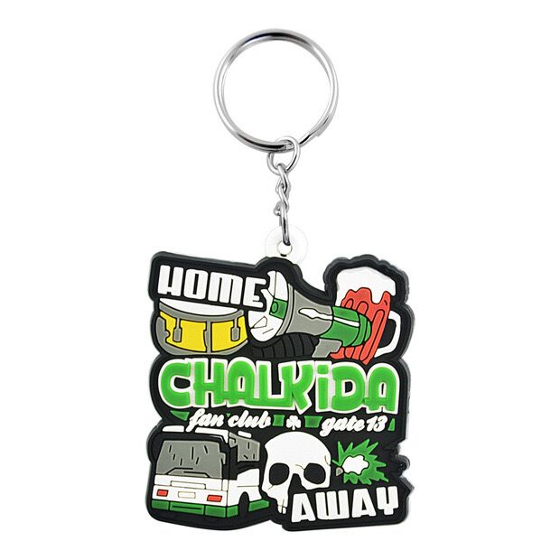 Custom Bulk 2D Die Cut PVC Rubber Keychains For Promo Gift