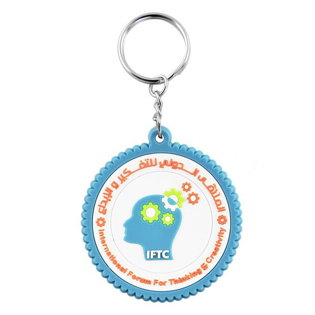 Custom Bulk 2D Die Cut PVC Rubber Keychains For Promo Gift