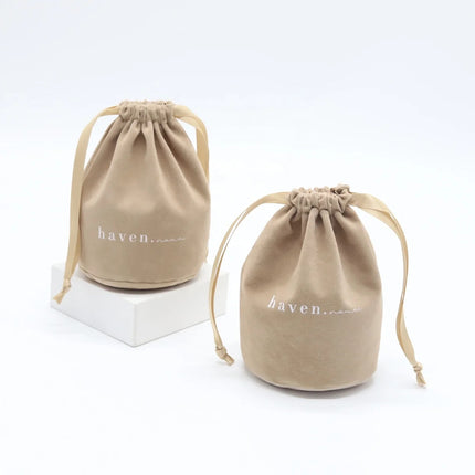 Custom Round Bottom Velvet Drawstring Pouch for Candles & Cosmetics