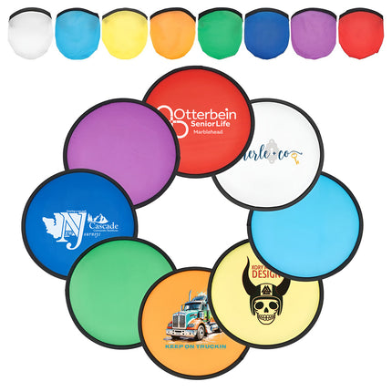 Custom Logo Round Foldable Nylon Flying Disc Hand Fan Pop-Up Cooling Fan