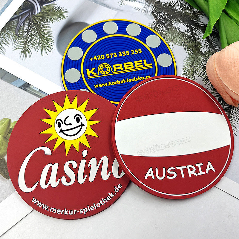 Bulk Soft PVC Debossed Coaster With Brand Logo Personalized Rubber Coasters