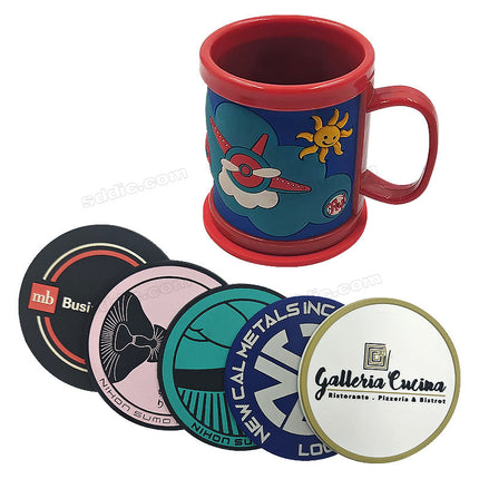 Custom Debossed Brand Logo PVC Rubber 2D Coaster For Bar and Giveaway