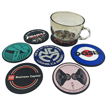 Custom Debossed Brand Logo PVC Rubber 2D Coaster For Bar and Giveaway