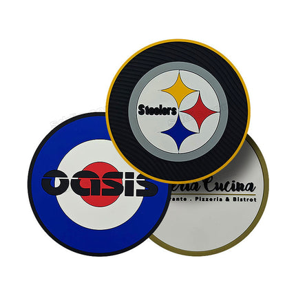 Custom Debossed Brand Logo PVC Rubber 2D Coaster For Bar and Giveaway