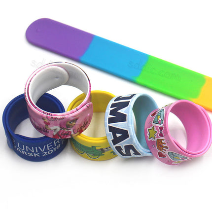 Custom Promotional Printed Logo Silicone Slap Bracelets & Slap Bands