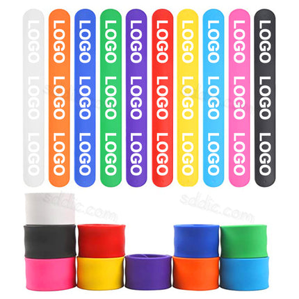 Custom Promotional Printed Logo Silicone Slap Bracelets & Slap Bands