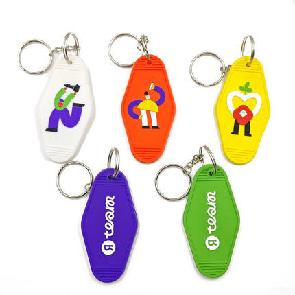 Custom 2D Soft PVC Rubber Hotel Motel Keychain Retro Key Tag For Gift